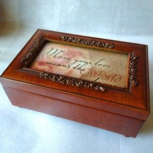Sankyo Musical Wooden 'MOM' Trinket/Jewelry Box